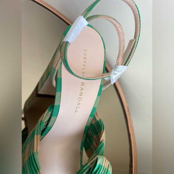 Loeffler Randall Natalia Pleated Plaid Platform Sandals Women's Green Size 7 NEW - Picture 11 of 13